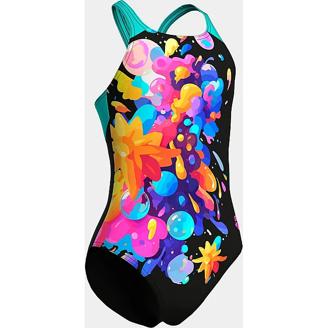 Купальник для девочек Arena PAINTING SWIMSUIT V BACK черный (для детей)