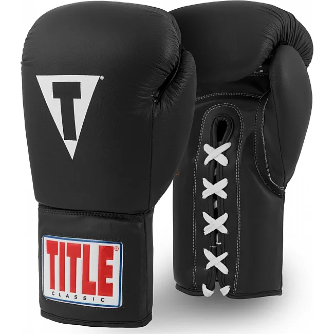 Боксерские перчатки TITLE Classic Originals Leather Training Gloves Lace 2.0 Черные