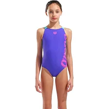 Купальник закрытый для девочек Arena GRAPHIC SWIMSUIT V BACK фиолетовый, розовый