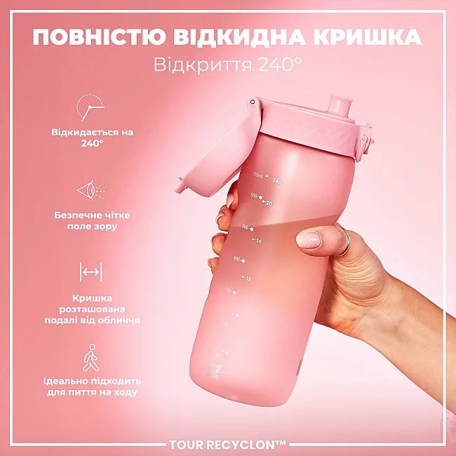 Пляшка для води ION8 750 мл. (ЕКО пляшка) BPA Free, Rose Quartz