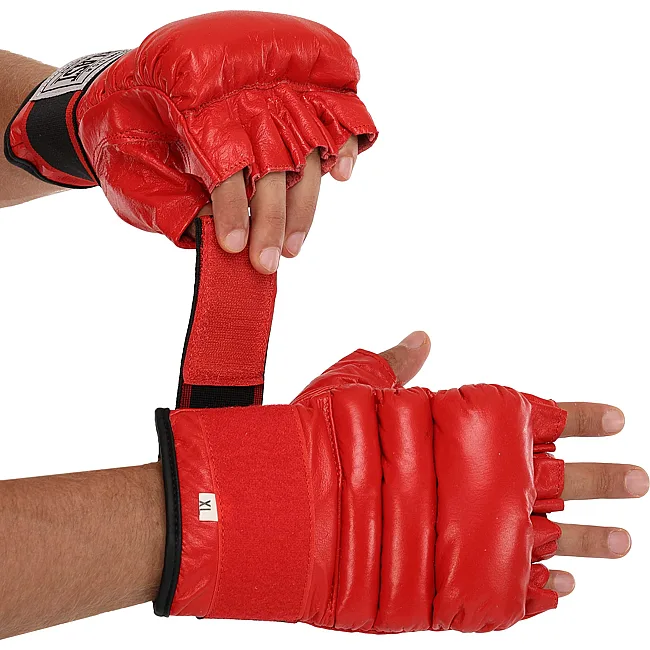 Перчатки снарядные
 шингарты кожаные с манжетом
 EVERLAST
 VL-01045 (Красный)