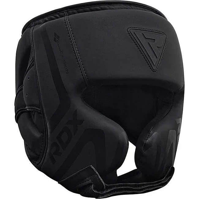 Боксерський шолом RDX T15 Noir Cheek Protector Matte Black (капа у комплекті)