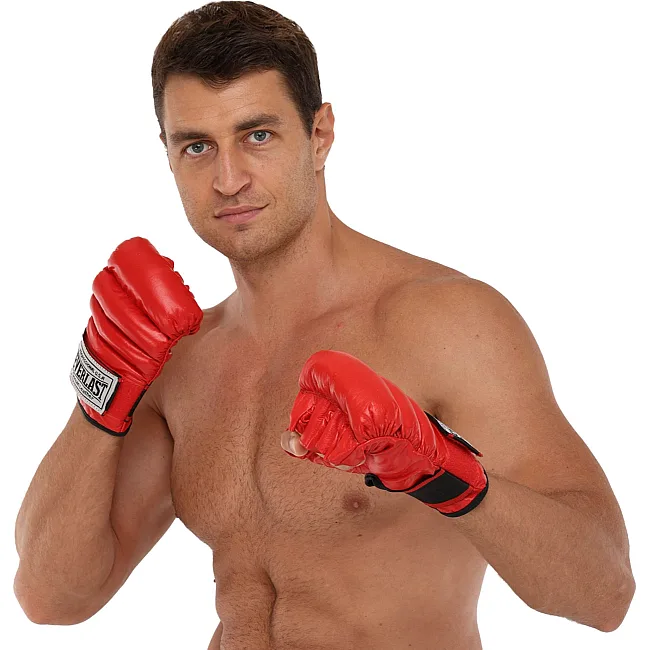 Распродажа! Перчатки снарядные шингарты кожаные с манжетом EVERLAST VL-01045 (Синий)