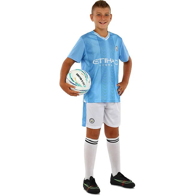 Футбольна форма дитяча із символікою клубу
 MANCHESTER CITY домашня 2024 SP-SPORT

 CO-7184 (Блакитний-білий)