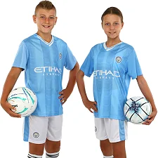 Футбольна форма дитяча із символікою клубу MANCHESTER CITY домашня 2024 SP-SPORT CO-7184 (Блакитний-білий)