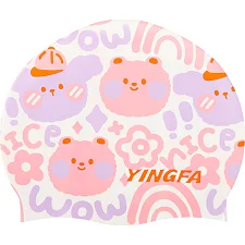 Детская шапочка для плавания YINGFA K0012 (Белый-розовый)