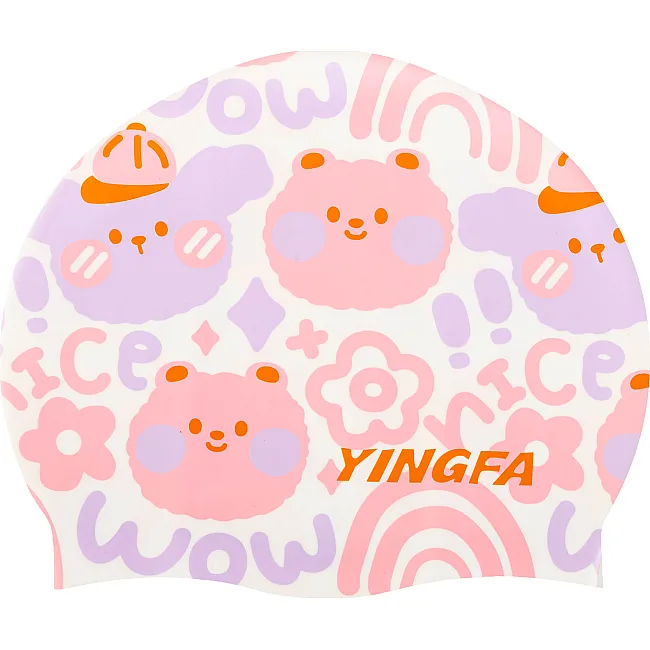 Детская шапочка для плавания
 YINGFA K0012 (Белый-розовый)