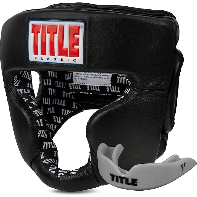 Боксерский шлем TITLE Classic Full Coverage Training Headgear 2.0 Black (капа в комплекте)