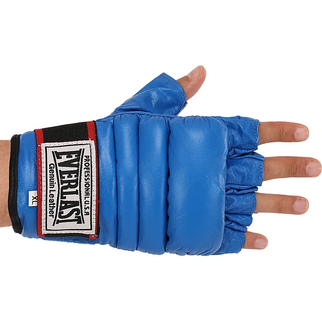 Распродажа! Перчатки снарядные шингарты кожаные с манжетом EVERLAST VL-01045 (Синий)