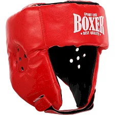 Шолом для боксу відкритий штучна шкіра BOXER 2028-N (Червоний)