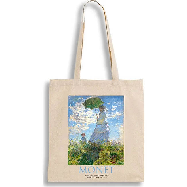Экошопер BookOpt ВК4087 MONET Женщина с бежевым зонтиком.