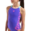 Купальник закрытый для девочек Arena GRAPHIC SWIMSUIT V BACK фиолетовый, розовый