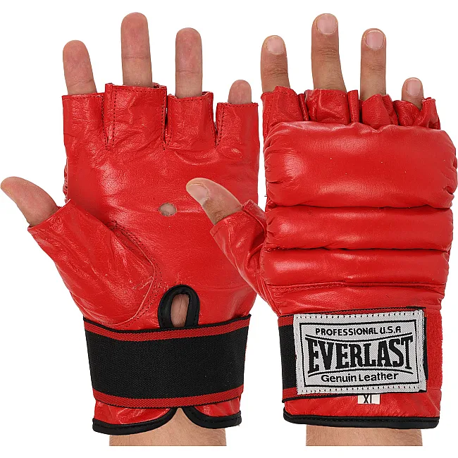 Распродажа! Перчатки снарядные шингарты кожаные с манжетом EVERLAST VL-01045 (Синий)