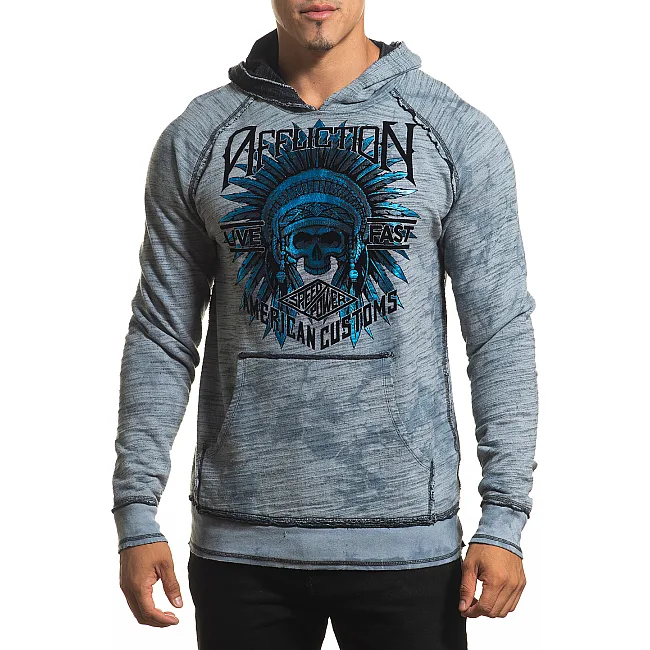 Двухсторонняя толстовка AFFLICTION AC Speed Tribe A24374 Slate Crystal Wash-Black