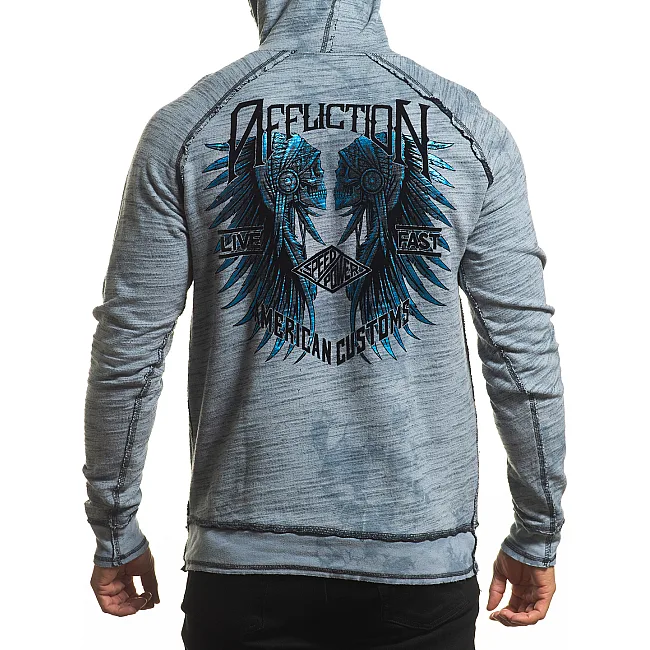 Двухсторонняя толстовка AFFLICTION AC Speed Tribe A24374 Slate Crystal Wash-Black