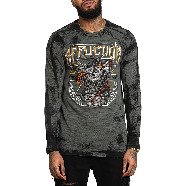 Двосторонній лонгслів AFFLICTION Reversible Paramount Black Dusty Olive