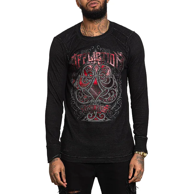 Двосторонній лонгслів AFFLICTION Reversible Paramount Black Dusty Olive
