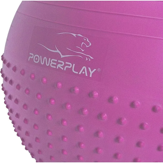 Мяч для фитнеса полумассажный POWERPLAY 4003 Ø75см Сиреневый + насос