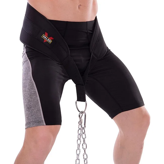 Пояс атлетический для отягощения текстильный с цепью и карабином VALEO Dipping Belt TA-4422 спинка-17см