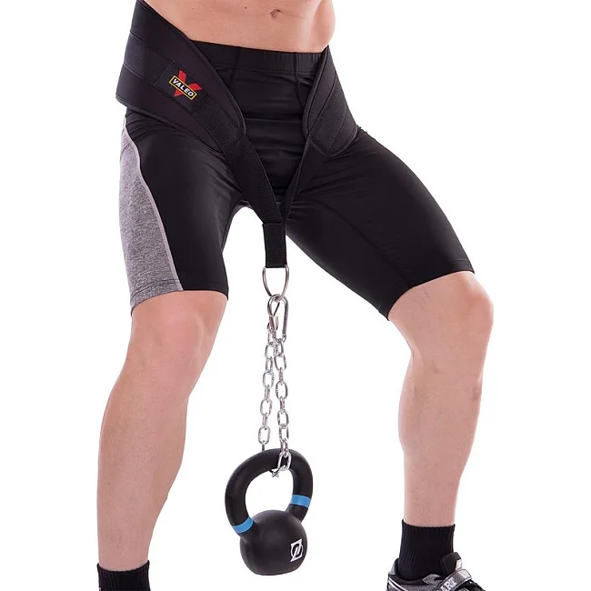 Пояс атлетический для отягощения текстильный с цепью и карабином VALEO Dipping Belt TA-4422 спинка-17см