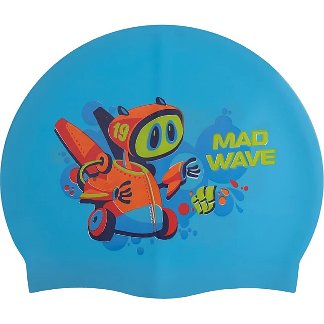 Шапочка для бассейна силиконовая юниорская MADWAVE Junior MAD BOT M057915 (Красный)