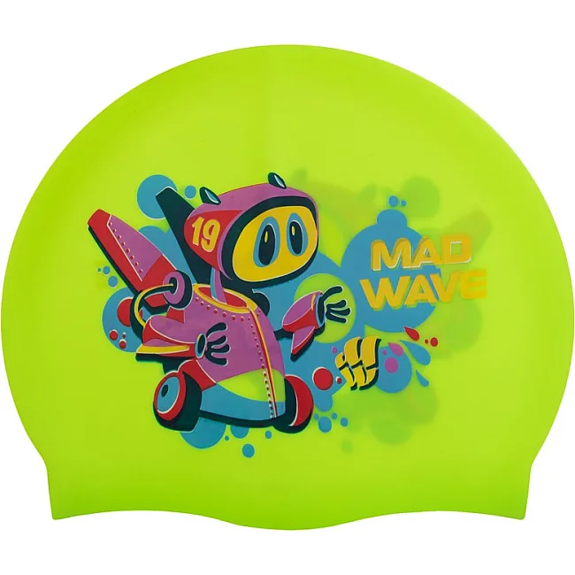 Шапочка для бассейна силиконовая юниорская MADWAVE Junior MAD BOT M057915 (Красный)
