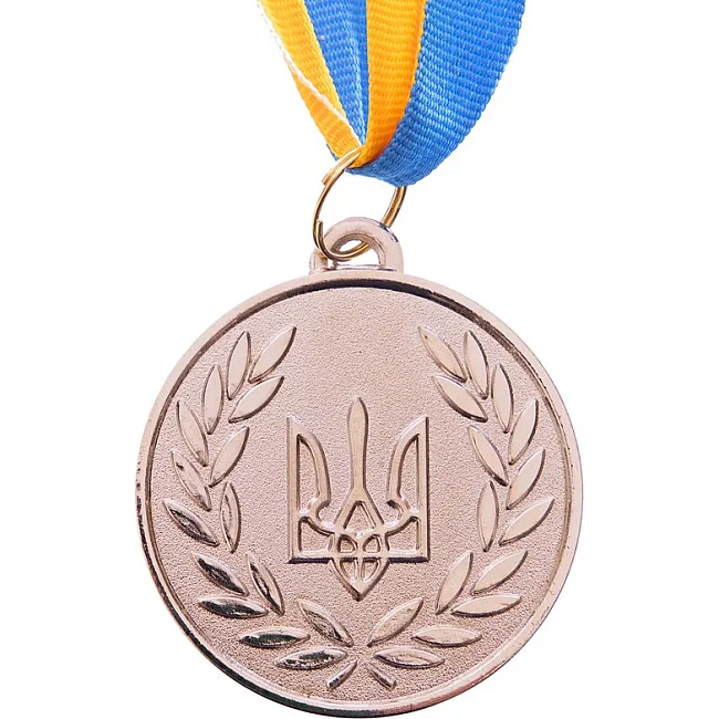 Медаль спортивная с лентой SP-SPORT
 UKRAINE с украинской символикой C-6865 ø5см (Золотой)