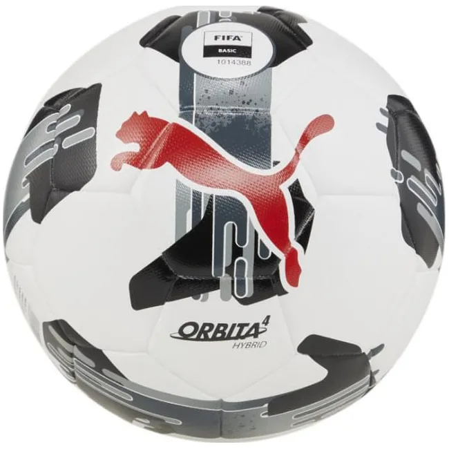 Футбольный футбольный Puma Orbita 4 HYB (FIFA Basic) белый, черный, красный