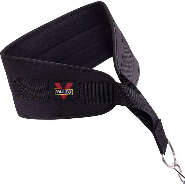 Пояс атлетический для отягощения текстильный с цепью и карабином VALEO Dipping Belt TA-4422 спинка-17см