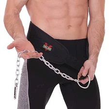 Пояс атлетический для отягощения текстильный с цепью и карабином VALEO Dipping Belt TA-4422 спинка-17см