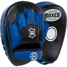 Лапа боксерская изогнутая тренировочная кожа BOXER 2010-01 19х23х4см 2штуки (Черный-синий)
