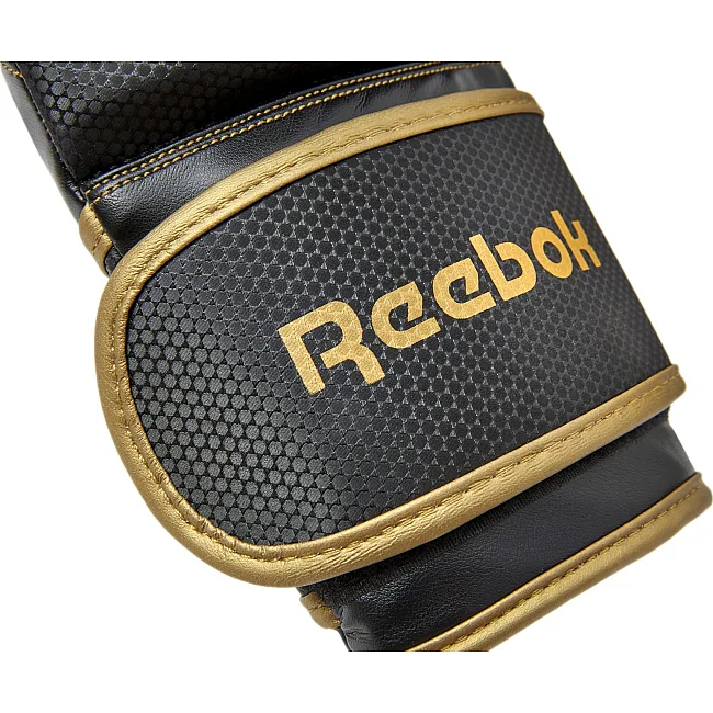 Боксерские перчатки Reebok Boxing Gloves черный, золотистый 14 унций