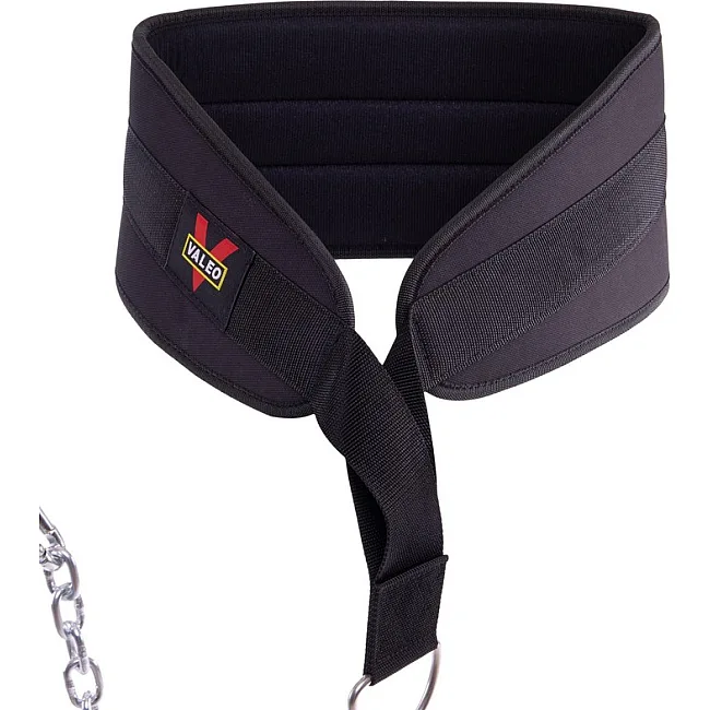 Пояс атлетический для отягощения текстильный с цепью и карабином VALEO Dipping Belt TA-4422 спинка-17см