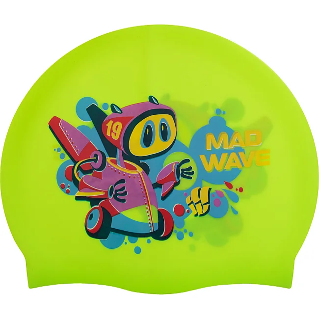 Шапочка для бассейна
 силиконовая юниорская MADWAVE
 Junior MAD BOT M057915 (Зеленый)