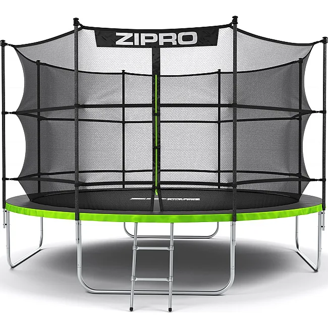 Батут Zipro Jump Pro з внутрішньою сіткою 12 футів 374 см чорно-зелений