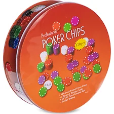 Набор для покера в круглой металлической коробке Professional Poker chips SP-SPORT IG-6617 120 фишек
