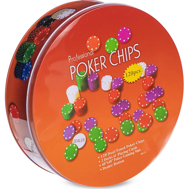 Набор для покера в круглой металлической коробке Professional Poker chips SP-SPORT
 IG-6617 120 фишек