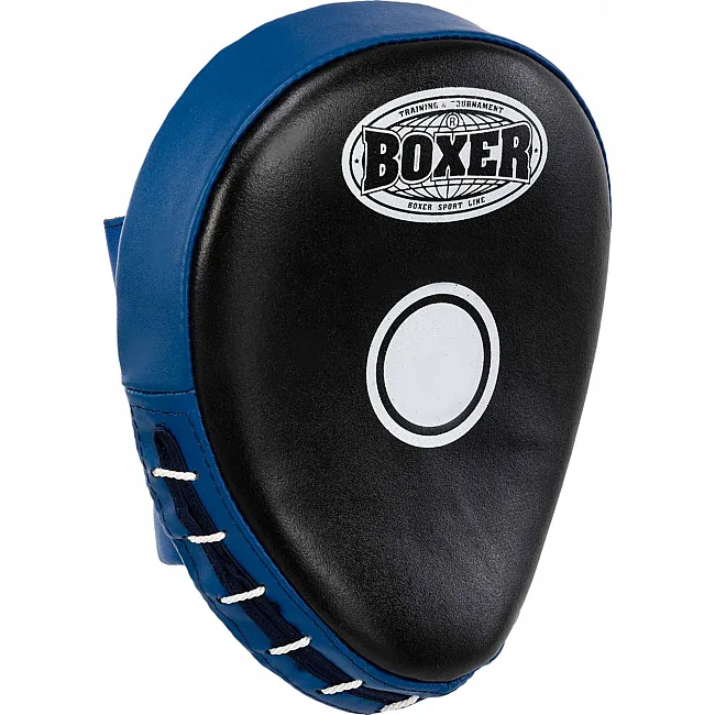 Лапа боксерская изогнутая тренировочная кожа BOXER
 2010-01 19х23х4см 2штуки (Черный-синий)