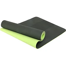 Коврик для йоги и фитнеса TPE двухслойный SP-PLANETA FI-3046-650 183x61x0,6см (Черный-салатовый)