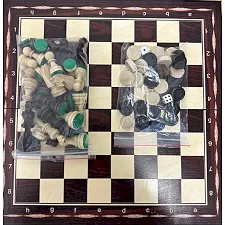 Шахматы MADON Набор: шахматы, шашки, нарды коричневый, бежевый 47х47см