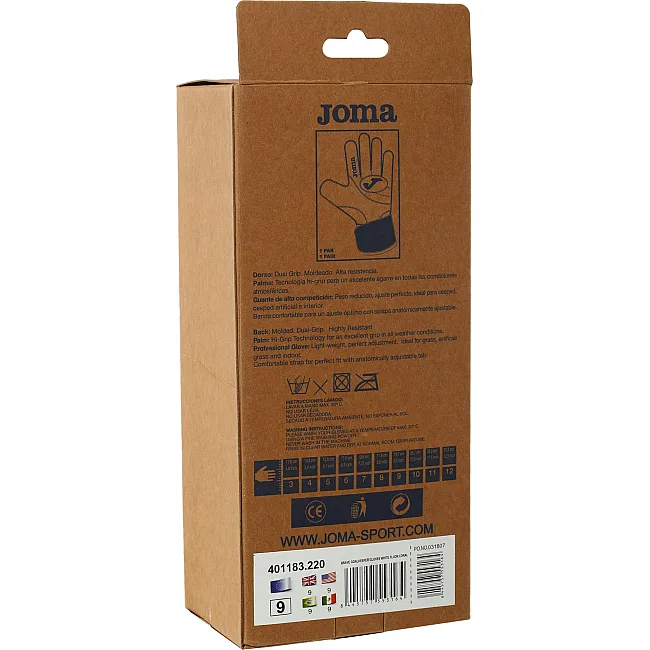 Вратарские перчатки
 профессиональные с защитой пальцев JOMA

 BRAVE 401183-220
 7-12 (Белый-красный-синий)