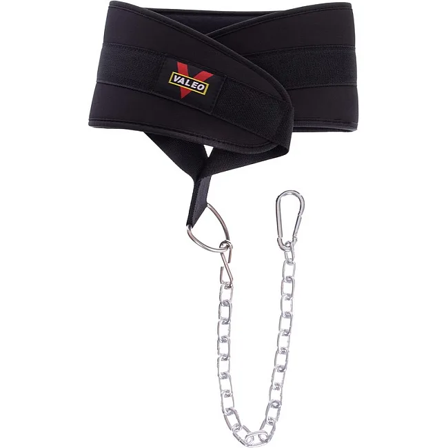 Пояс атлетический для отягощения текстильный с цепью и карабином VALEO Dipping Belt TA-4422 спинка-17см