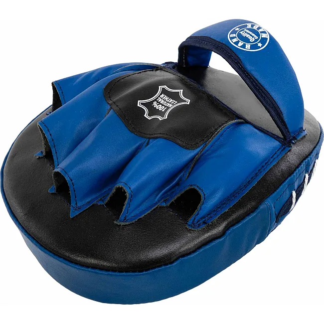 Лапа боксерская изогнутая тренировочная кожа BOXER
 2010-01 19х23х4см 2штуки (Черный-синий)