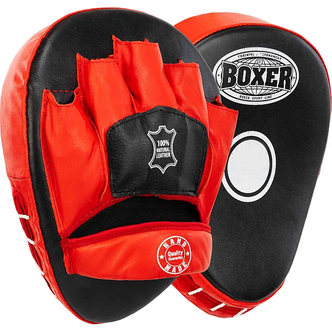 Лапа боксерская изогнутая тренировочная кожа BOXER
 2010-01 19х23х4см 2штуки (Черный-синий)