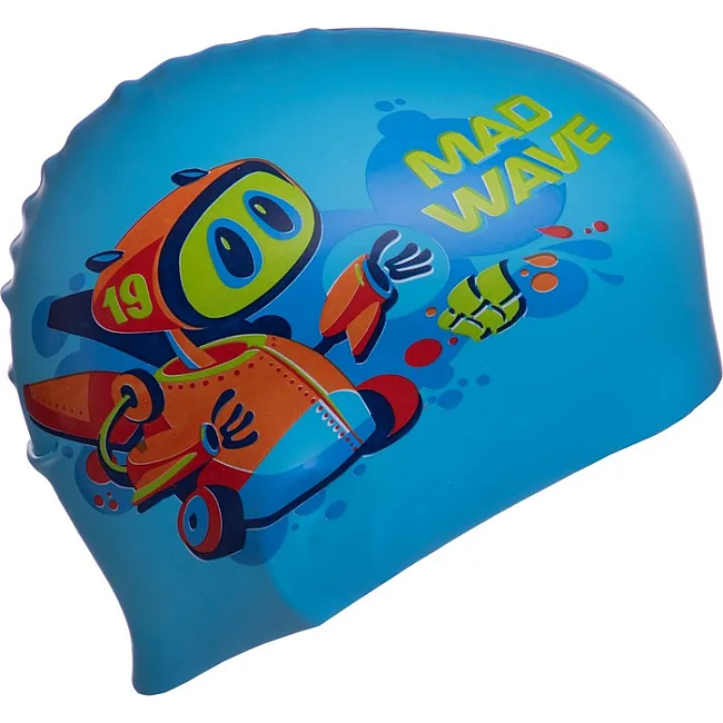 Шапочка для бассейна силиконовая юниорская MADWAVE Junior MAD BOT M057915 (Красный)