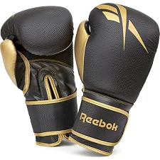 Боксерские перчатки Reebok Boxing Gloves черный, золотистый 14 унций