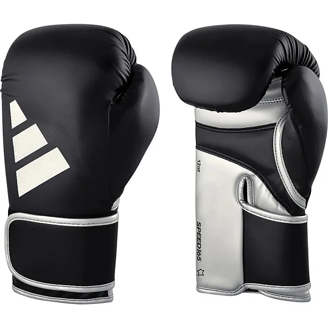 Боксерские перчатки Adidas Speed 165 с лицензией WAKO | черно/серебро | ADISBG165WK