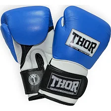 Боксерские перчатки THOR PRO KING Кожа /сине-бело-черные