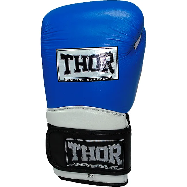 Боксерские перчатки THOR PRO KING Кожа /сине-бело-черные