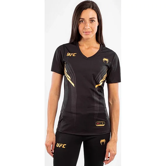 Женская футболка VENUM Authentic UFC FightNight Dry Tech Black Gold